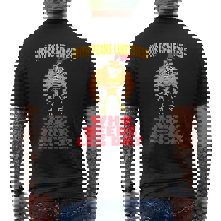 面白いジムフィットネスワークアウトtシャツ チキンレッグ メンズTシャツ バックプリント