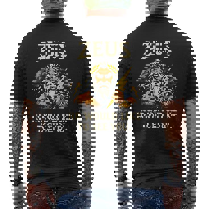面白いゼウス・ミーム-古代ギリシャの神-ギリシャ神話 メンズTシャツ バックプリント