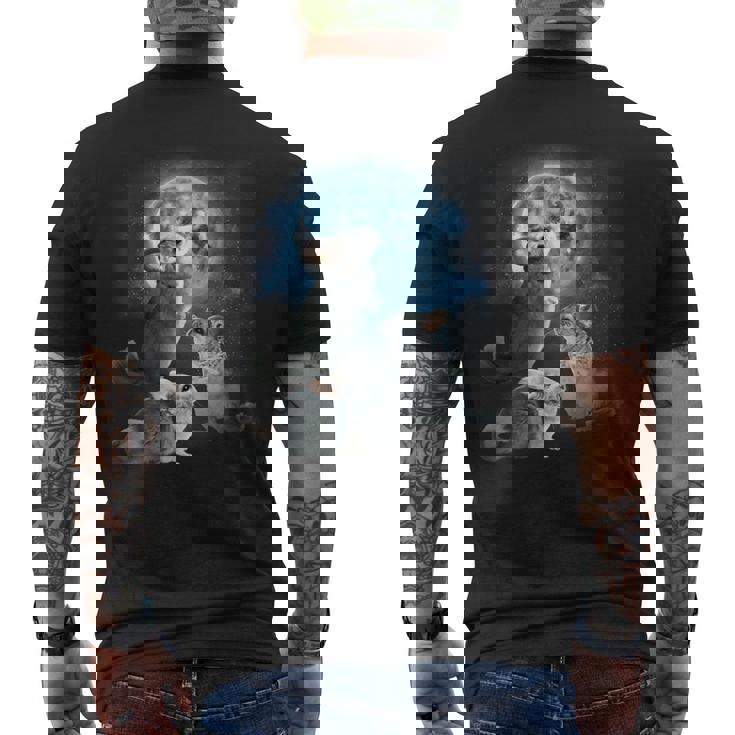 面白いチンチラシャツ 月に吠えるチンチラ メンズTシャツ バックプリント