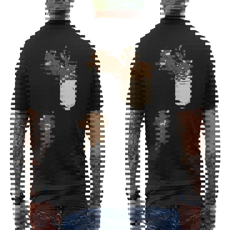 面白いバッファローバイソンかわいい遊び。 メンズTシャツ バックプリント