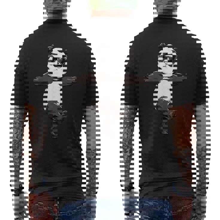 面白いパンダダンシングダンスポーズサングラス メンズTシャツ バックプリント