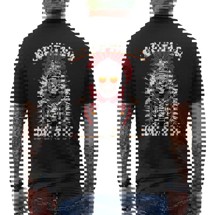 面白いローマのセンチュリオン モーターサイクリスト Legio 1 Italica メンズTシャツ バックプリント