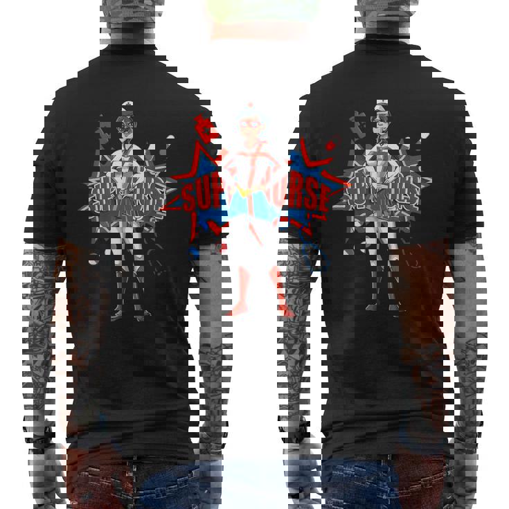 面白い看護師スーパーヒーロー面白い看護 メンズTシャツ バックプリント