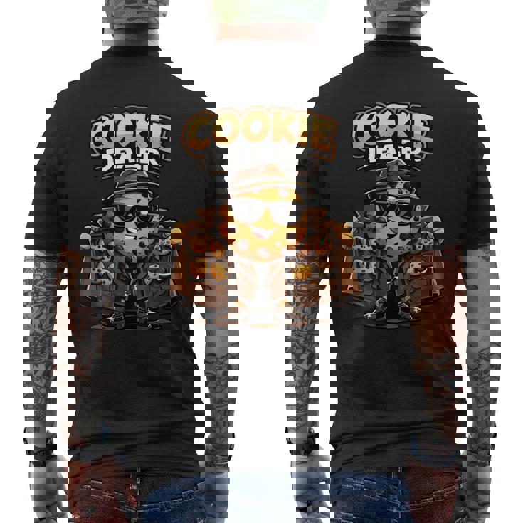 面白くて愛らしいクッキーディーラーかわいい漫画のパン屋 メンズTシャツ バックプリント