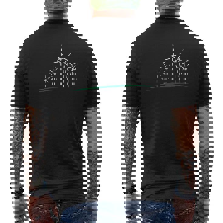 風車の風力発電設計 メンズTシャツ バックプリント