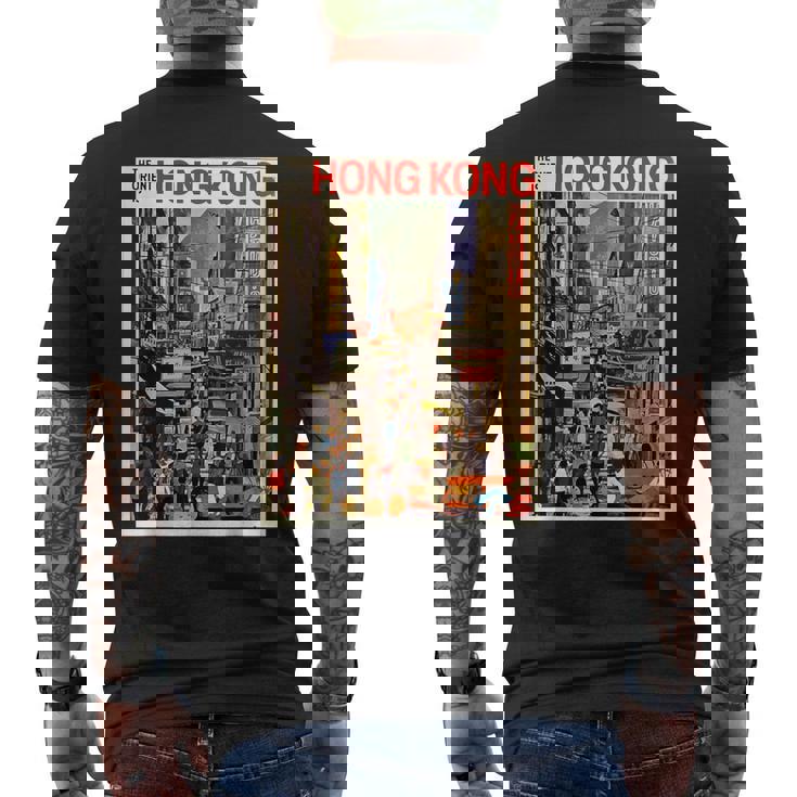 香港のお土産ポスター香港 メンズTシャツ バックプリント