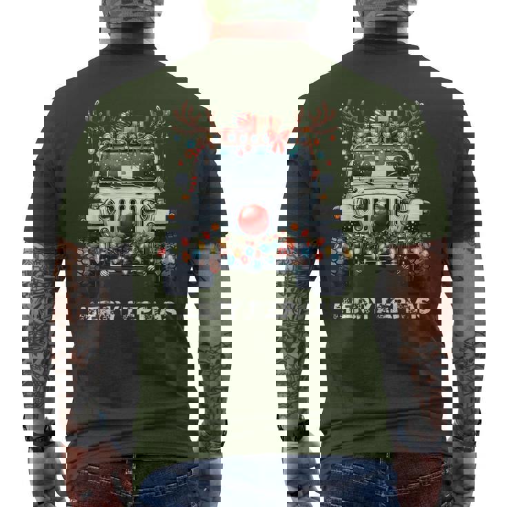 Merry Jeepmas Ugly Light Reindeer Christmas Men's T-shirt Back Print