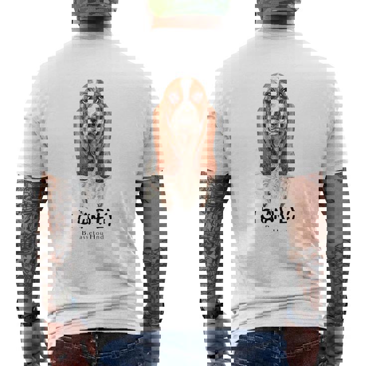 I Can Fly バセットハウンド メンズTシャツ バックプリント