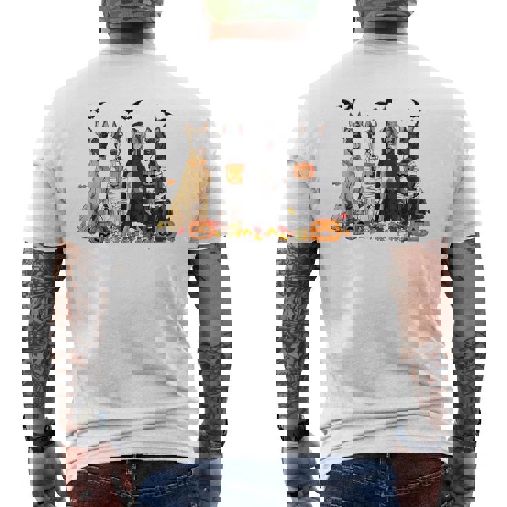 Cute Great Dane Dogs Ghost Witch Mummy Halloween Pumpkins Men's T-shirt Back Print