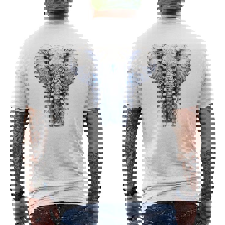 Elephant Artwork Animal Motif Art Animal Elephant Men's Back Print T-Shirt