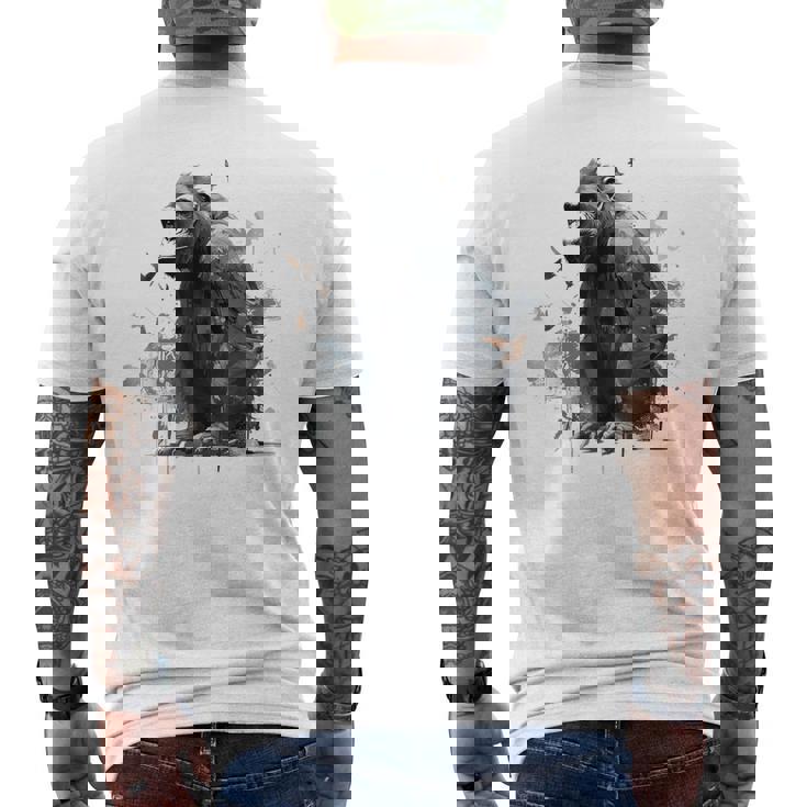 Gorilla Lover アートワーク 鳥 動物 モチーフ ゴリラ メンズTシャツ バックプリント