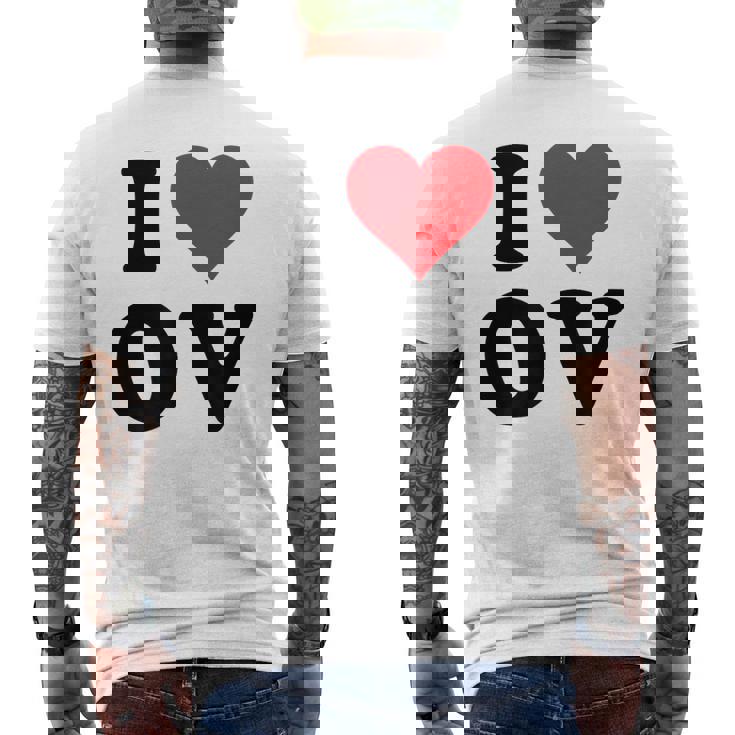 I Heart Ov Initials I Love OV First And Last Name O メンズTシャツ バックプリント