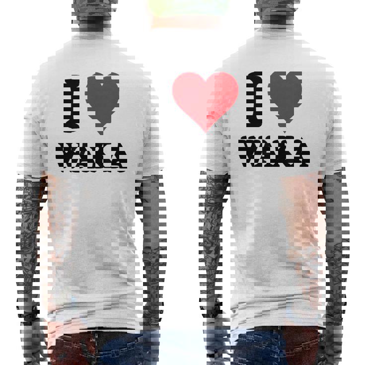 I Heart Waka ファーストネーム I Love パーソナライズ メンズTシャツ バックプリント