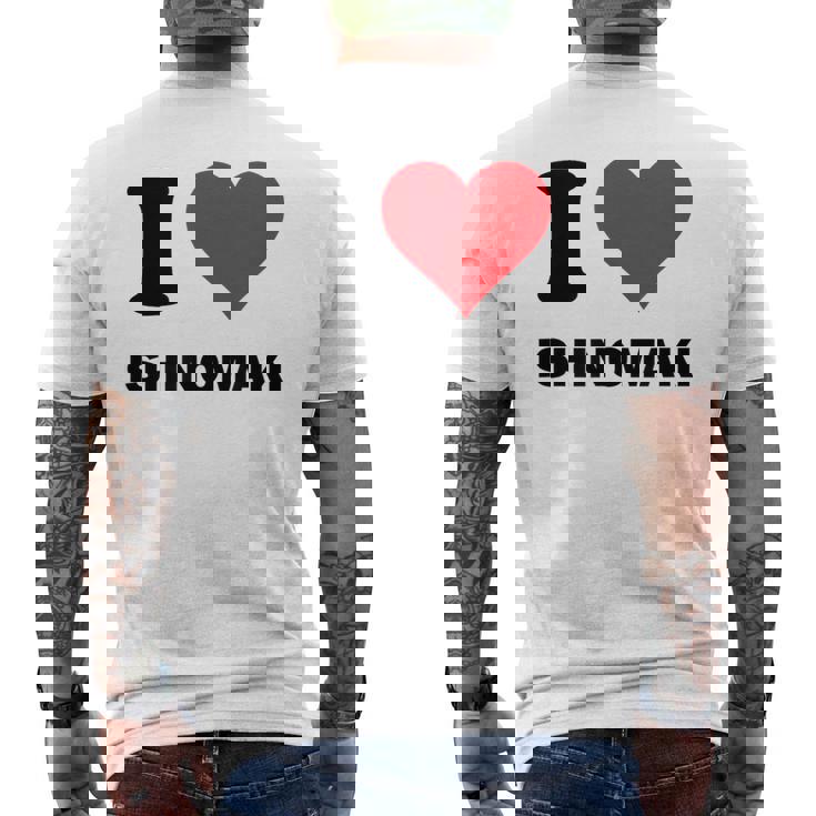 I Heart 石巻ジャパンラブ 日本のお土産品 メンズTシャツ バックプリント