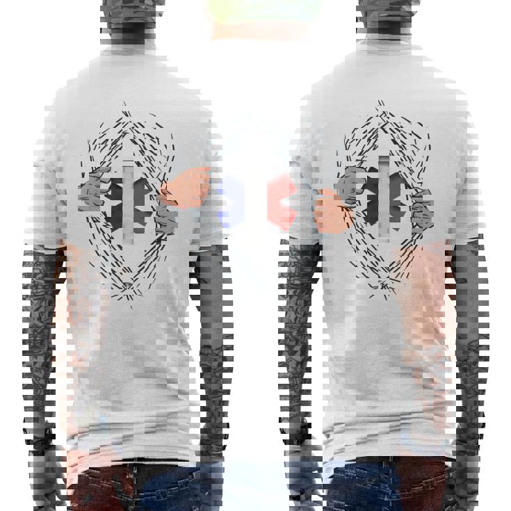 Humour Ambulancieruper-Héros Ambulance Drapeau Français T-shirt imprimé au dos