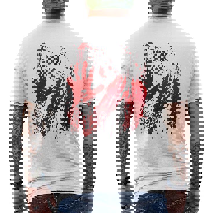 I'm Ok シャツ 血まみれ シャツ 手 血のはね 血 ステンド メンズTシャツ バックプリント