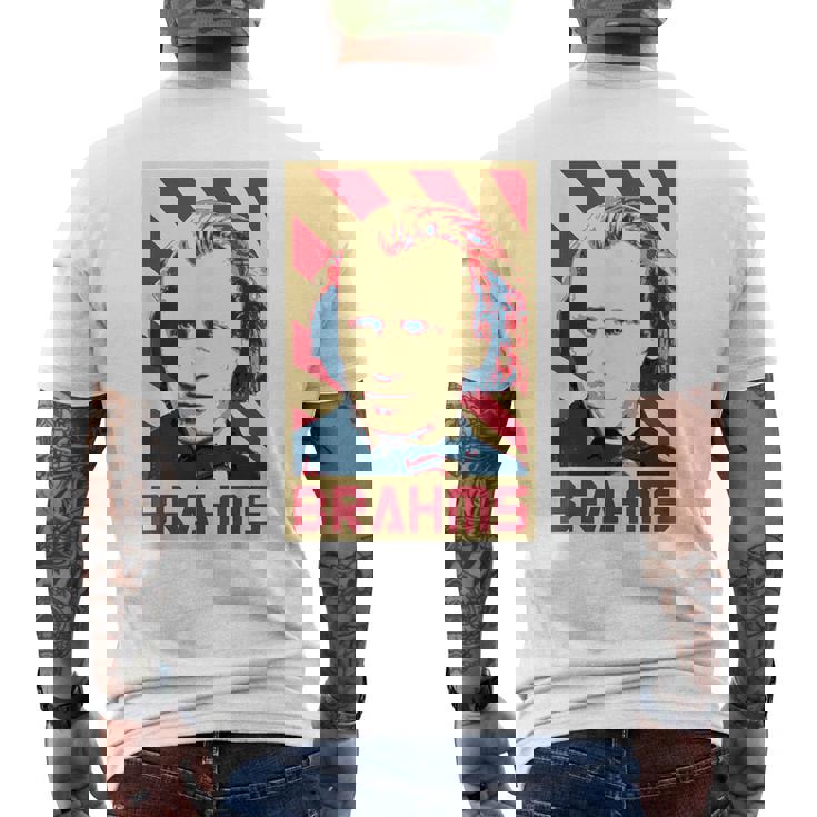 Johannes Brahms クラシック音楽の作曲家 レトロ調 メンズTシャツ バックプリント