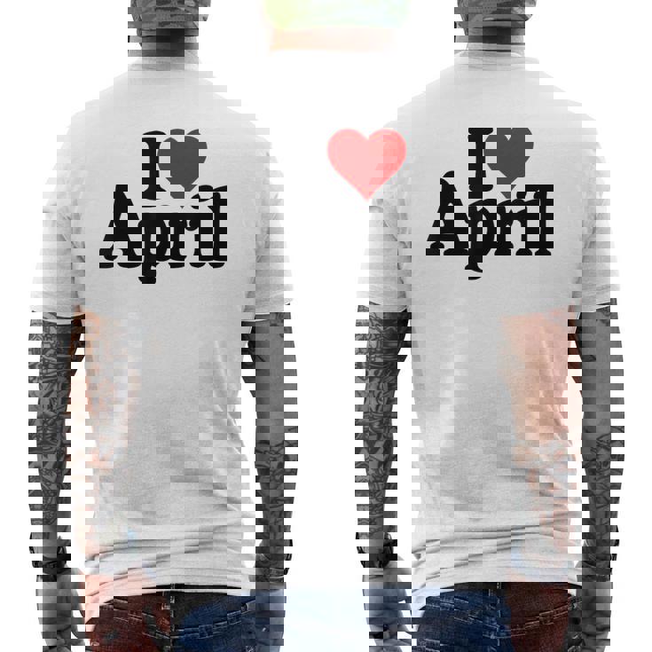I Love Heart April Nameon A メンズTシャツ バックプリント