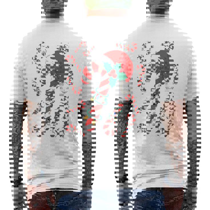 Red And White Candy Cane Santa Christmas Xmas Lights Men's T-shirt Back Print