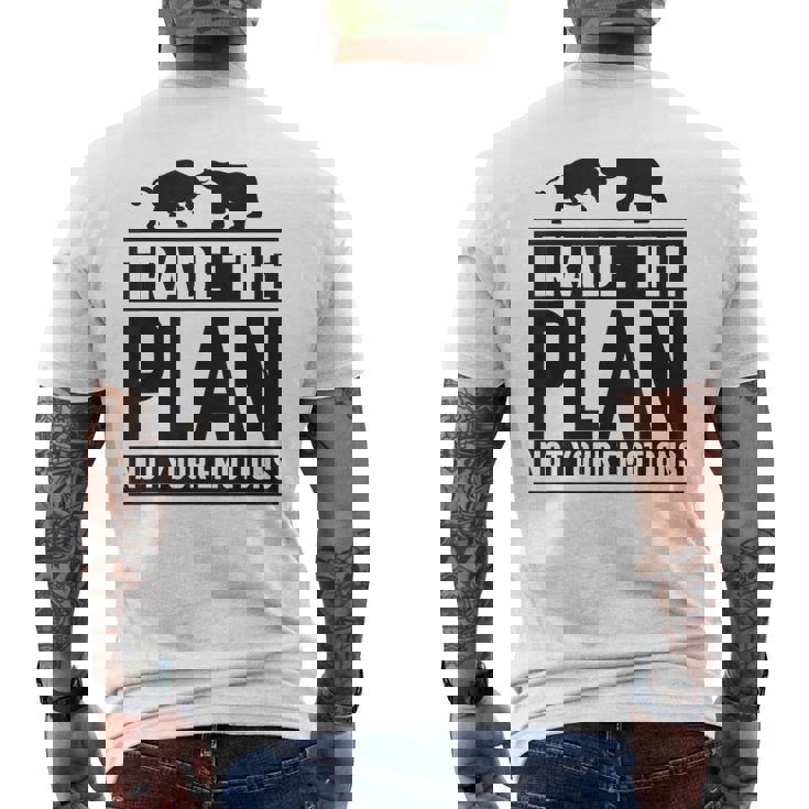 Trade The Plan Not Your Emotions デイトレーダー Trading 株式 証券取引所 メンズTシャツ バックプリント