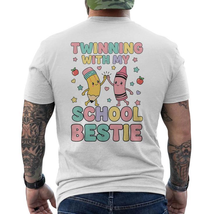 Twinning With My School Bestie Cute Matching Friend Twin Day Men's T-shirt Back Print