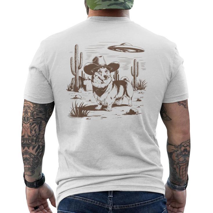 Ufo Corgi Western Alien Vintage 90S Wild West Fun Cowboy Dog Men's T-shirt Back Print