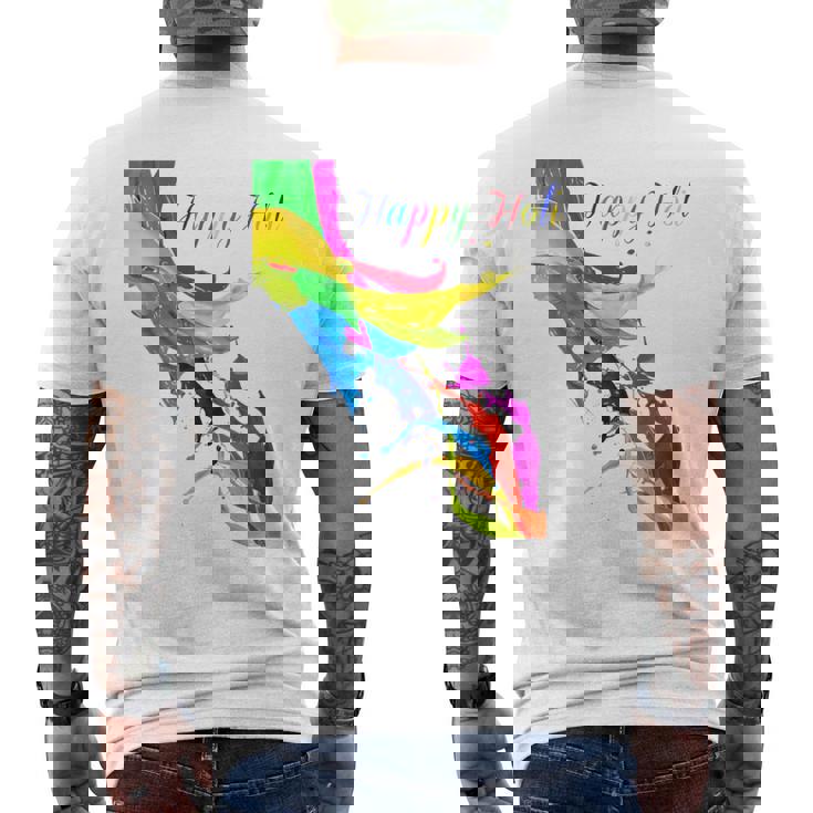 Vibrant And Colorful Holi メンズTシャツ バックプリント