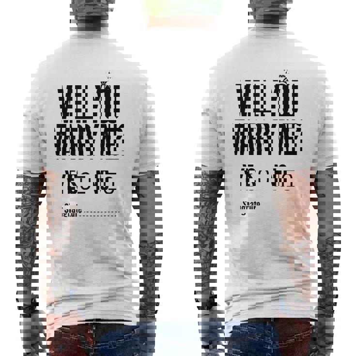 Will You Marry Me Wedding おもしろプロポーズ メンズTシャツ バックプリント