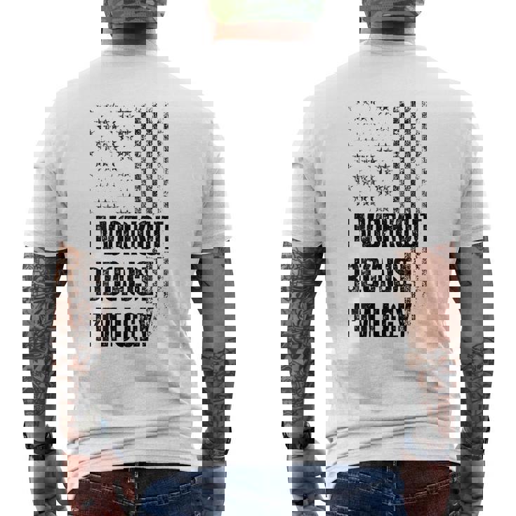 I Workout Because I'm Ugly Gym Fitness I Workout On Back Men's T-shirt Back Print