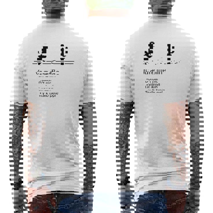 You Are Offline Low Resolution Pixel Dinosaurcreen メンズTシャツ バックプリント