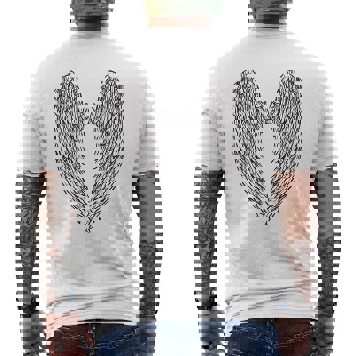 かわいい天使の羽 メンズTシャツ バックプリント