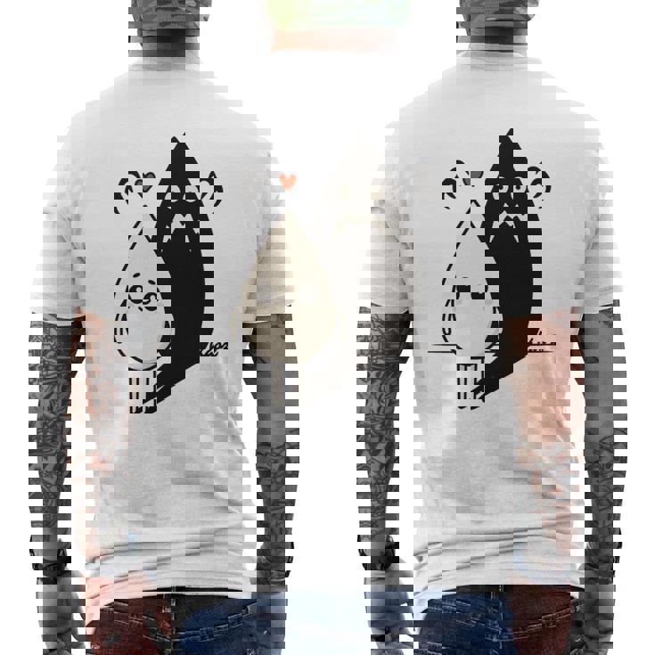 かわいい影モンスター コントラスト イラスト 長袖tシャツ メンズTシャツ バックプリント