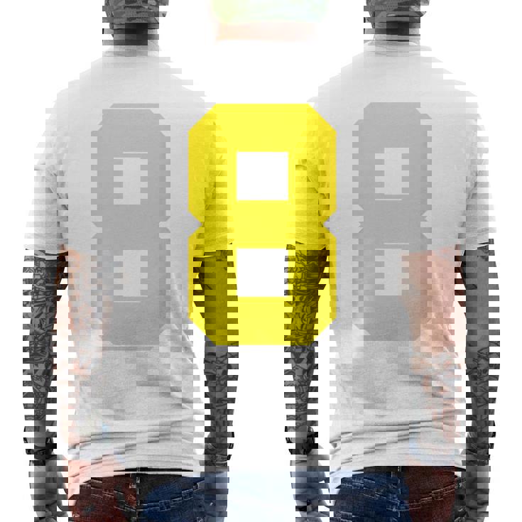 イエローナンバー8 背面 スポーツチームジャージ番号 メンズTシャツ バックプリント