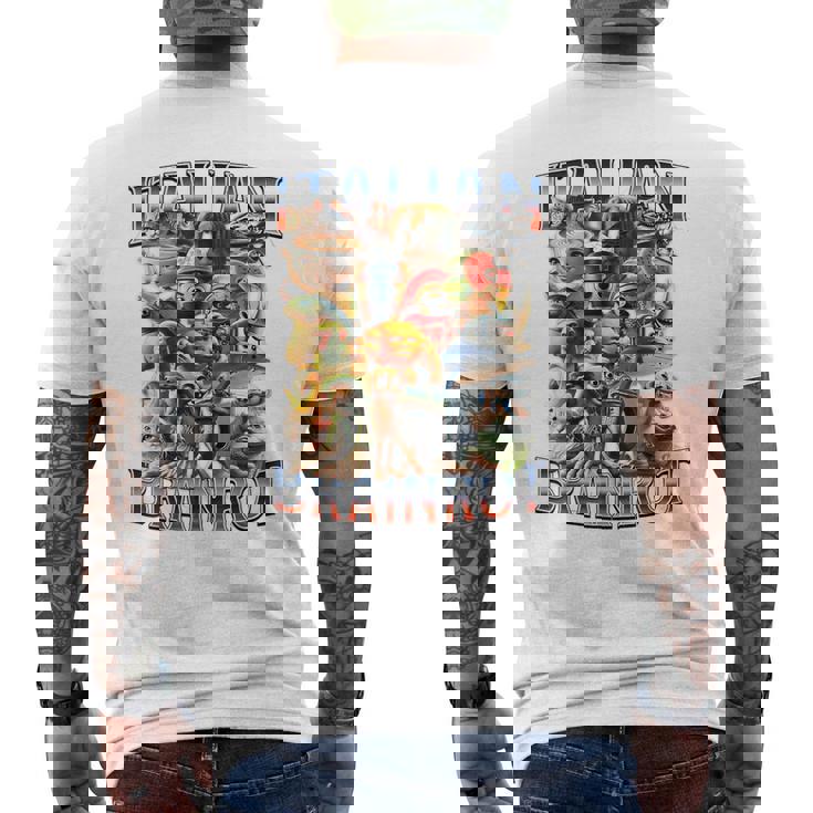 イタリアンブレインロットファニーイタリアンブレインロットミーム メンズTシャツ バックプリント