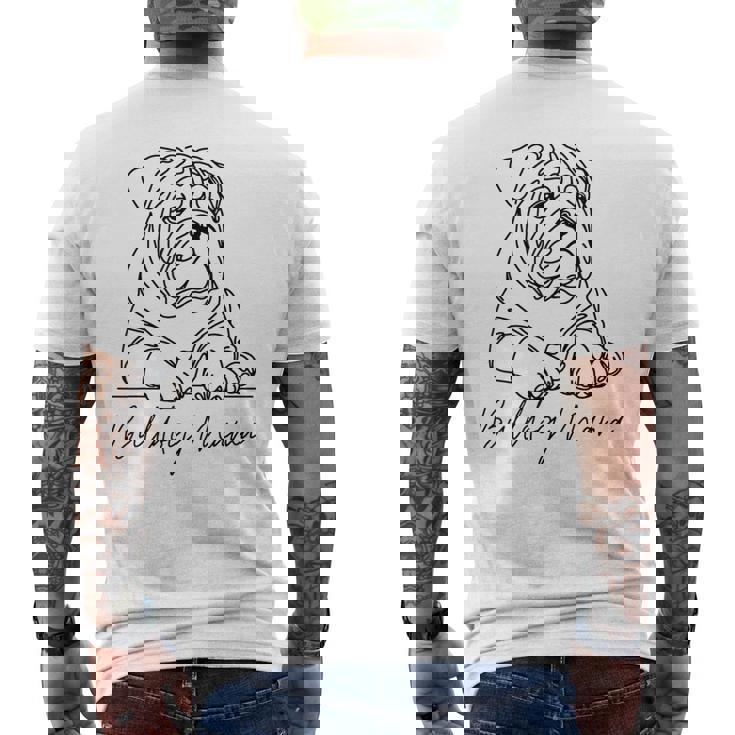 イングリッシュブルドッグ ママ ブルドッグ ママ キュート ラインアート 犬 アーティスティック メンズTシャツ バックプリント