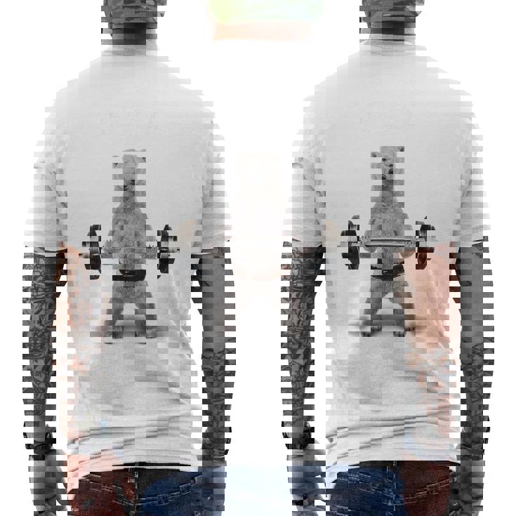 ウェイトリフティング 筋トレ バーベル やる気がないなら家に帰れ 白熊 しろくま メンズTシャツ バックプリント