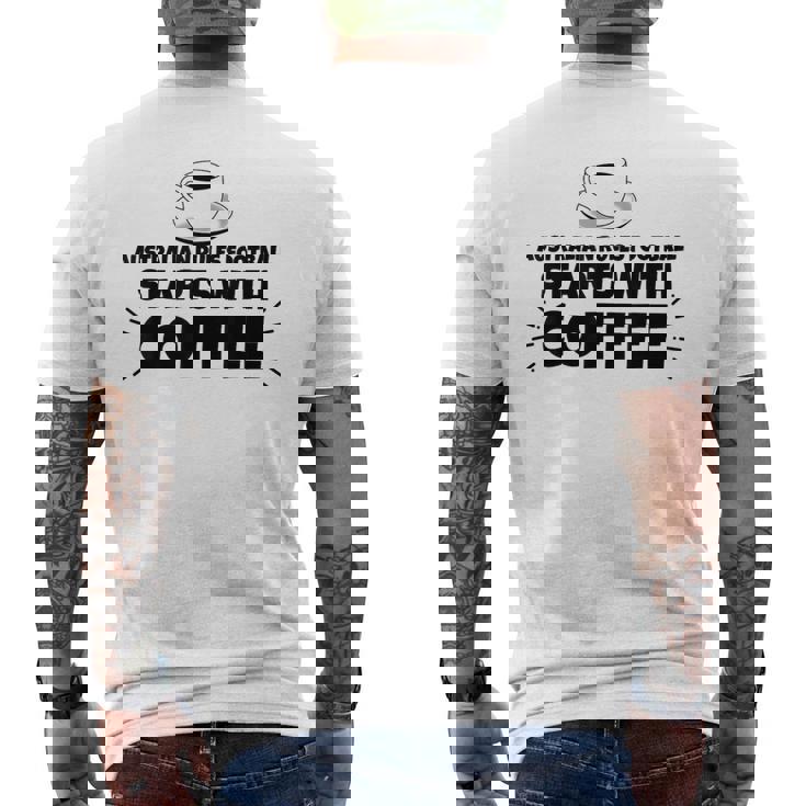 オーストラリアのルールフットボールはコーヒーから始まる メンズTシャツ バックプリント