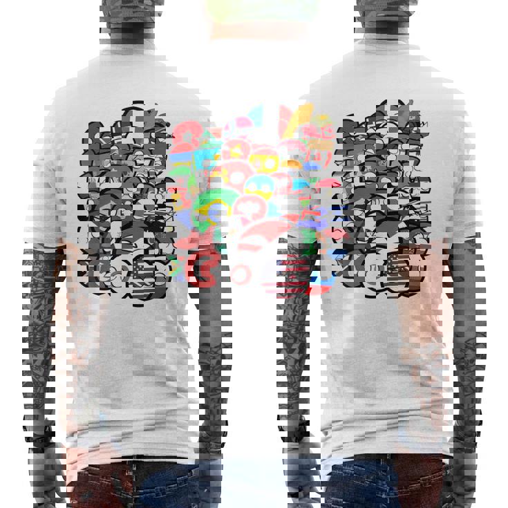 カントリーボールまたはポーランドボールの各国のグループ写真 メンズTシャツ バックプリント