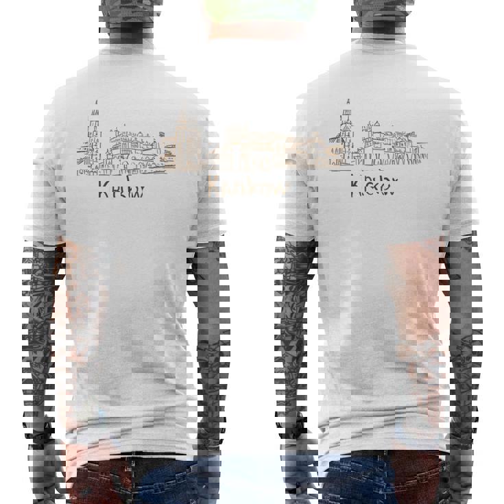 クラクフ ポーランド 旅行 お土産 パノラマ シティ ランドマーク ギフト メンズTシャツ バックプリント
