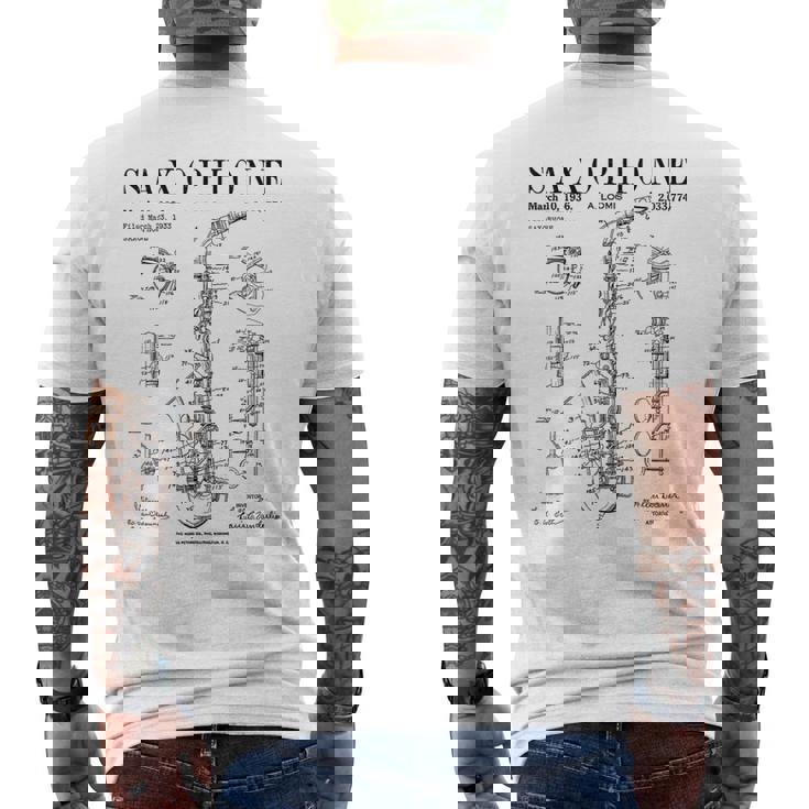 サックス オールド ヴィンテージ 特許 図面 プリント メンズTシャツ バックプリント