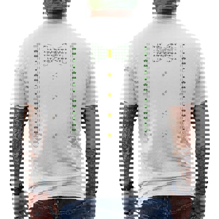 シャムロック 蝶ネクタイ & サスペンダー セントパトリックデー コスチューム メンズTシャツ バックプリント