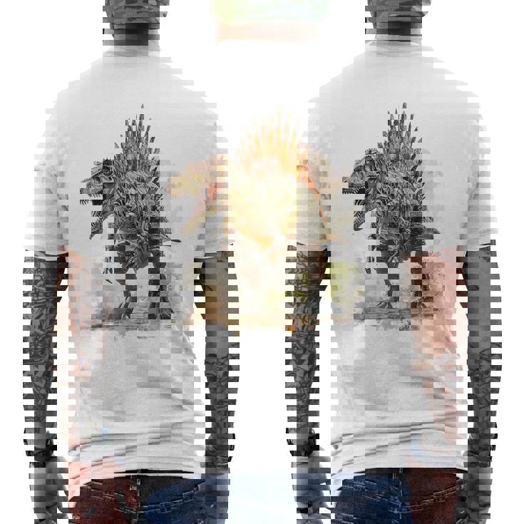 スピノサウルス 恐竜モチーフ イラスト スピノサウルス メンズTシャツ バックプリント