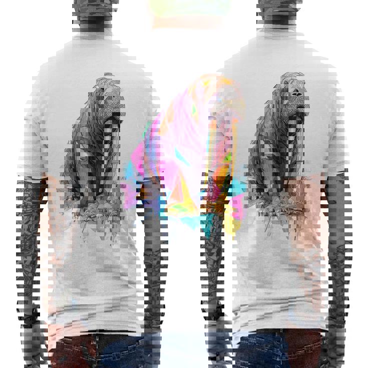 セイウチ 動物 モチーフ イラスト セイウチ メンズTシャツ バックプリント