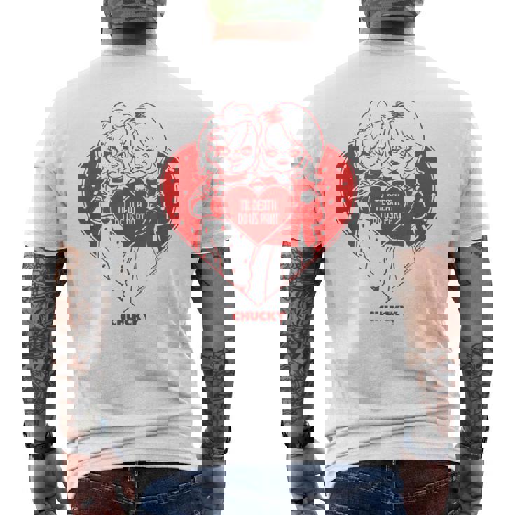 チャッキー＆ティファニーティル・デス・ドゥ・アス・パート・バレンタイン メンズTシャツ バックプリント