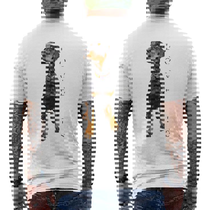 ドーベルマン シャツ ドーベルマン ピンシャー 犬 ママ お父さん 愛 ペット 子犬 メンズTシャツ バックプリント