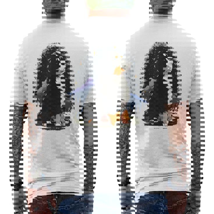 バーニーズマウンテンドッグ かわいいバーニーズマウンテンドッグ メンズTシャツ バックプリント