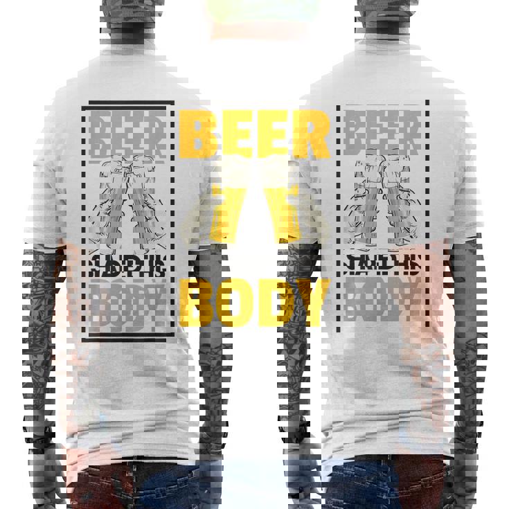 ビールがこの体を作る 面白いビール腹 メンズTシャツ バックプリント