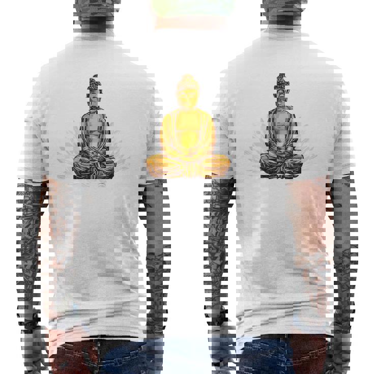 ブッダ 国際ヨガデー バックプリント メンズTシャツ バックプリント