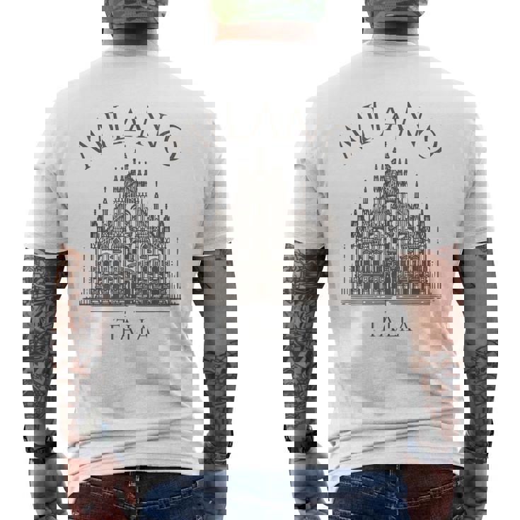 ミラノ イタリア ドゥオーモ 大聖堂 建築 イタリア メンズTシャツ バックプリント