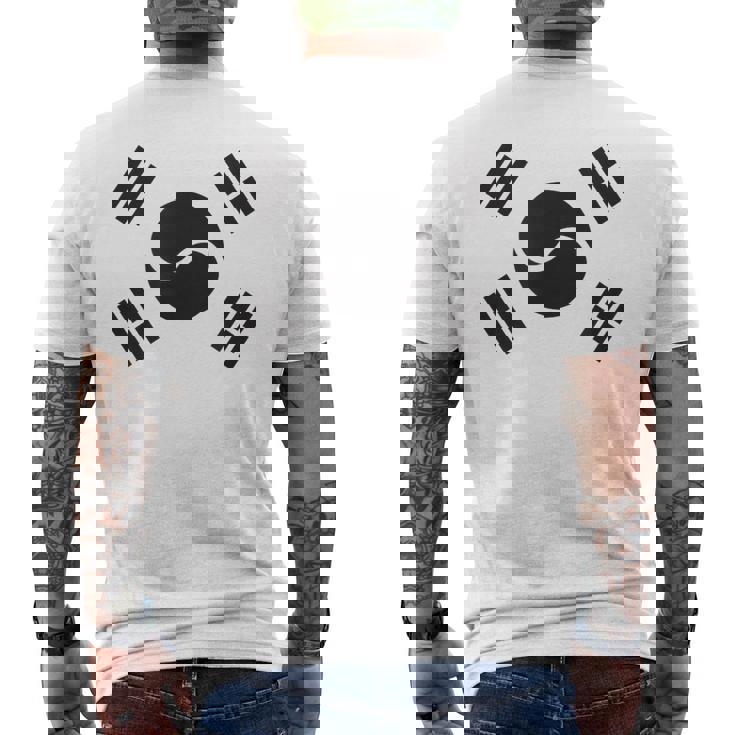 大韓民国 様式化された韓国国旗 ブラック メンズTシャツ バックプリント